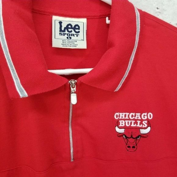 Vintage LEE SPORT NBA Chicago Bulls Mens‎ 1/4 Zip - Picture 3 of 8
